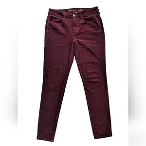 American Eagle Outfitters Women's Dark Red Skinny Jeans